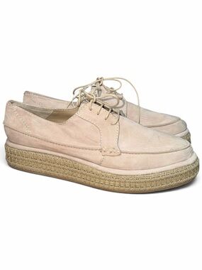 Rachel Comey Reeves Beige Nubuck Leather Espadrille Platform Oxford Shoes NWT